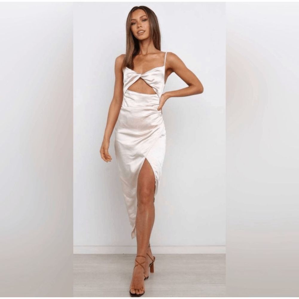 ✧ Just Like New ✧   Petal & Pup ║  Satin Dress in Champagne